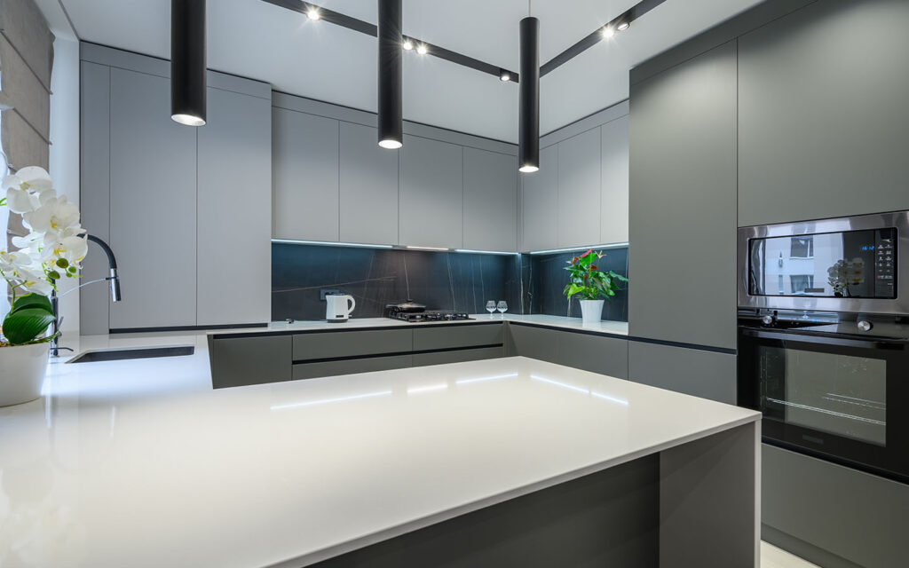 Kitchen with modern LED lighting